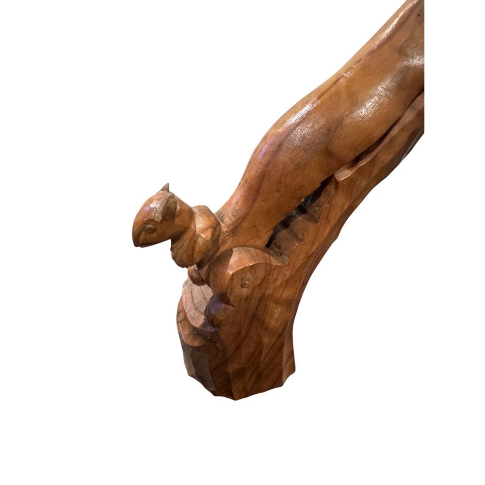 Vintage Wooden Squirrel Carved Nut Cracker Sheller